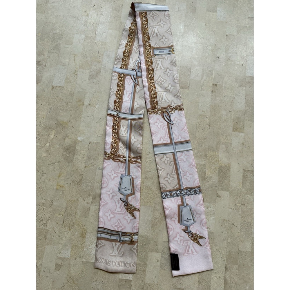 Louis Vuitton Bandeau Denigram Confidential 100% Silk Scarf Pink Auth - Picture 8 of 10